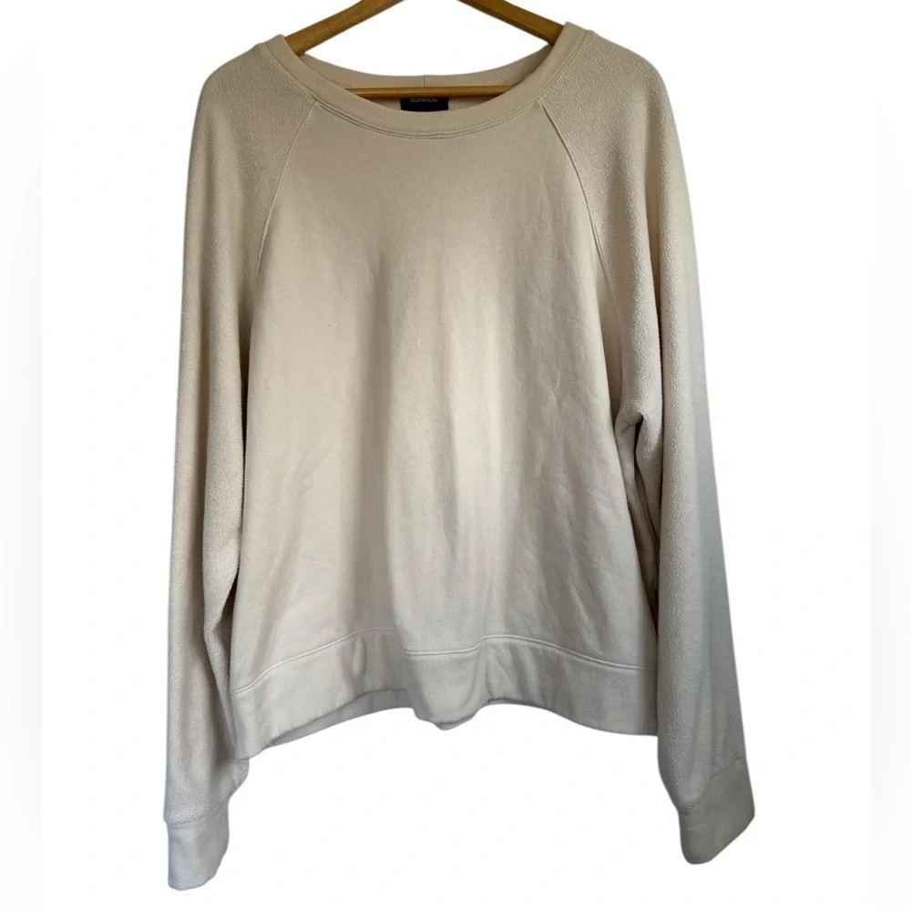 Monrow Women's Reverse Mix Teddy Fleece Sweatshirt W/Side Zipper